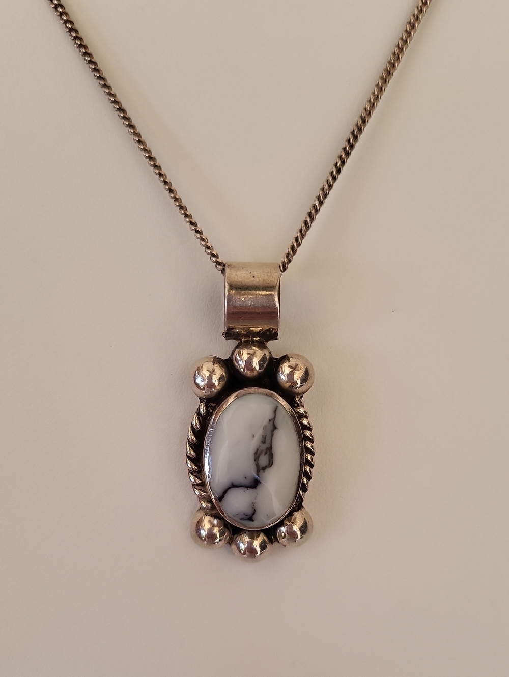 Sterling Silver Mexico Magnesite Gemstone Pendant Necklace
